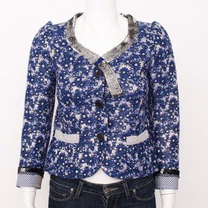 Marc Jacobs blue floral and silver sequin jacket